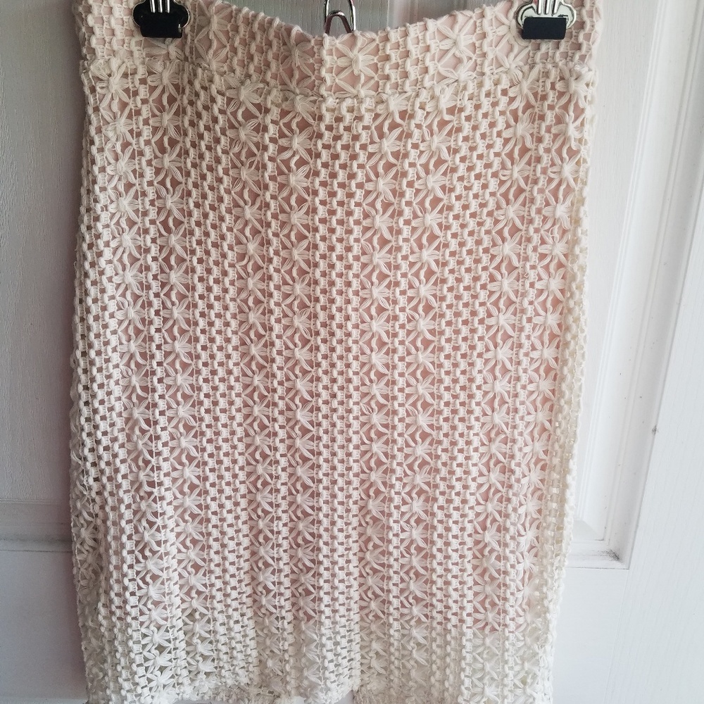Free People Cream Crochet Pencil Skirt Size 4